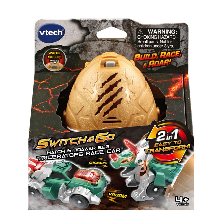 VTech Switch and Go Hatch and Roaaar Egg Triceratops Race Car - English Edition