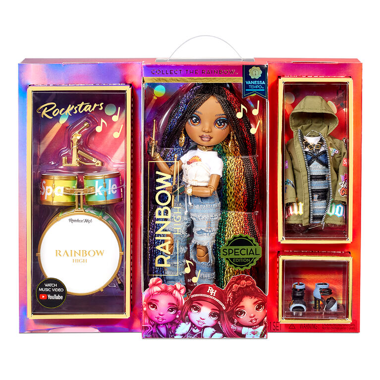 Rainbow High Rockstar Vanessa Tempo Rainbow Fashion Doll and Playset