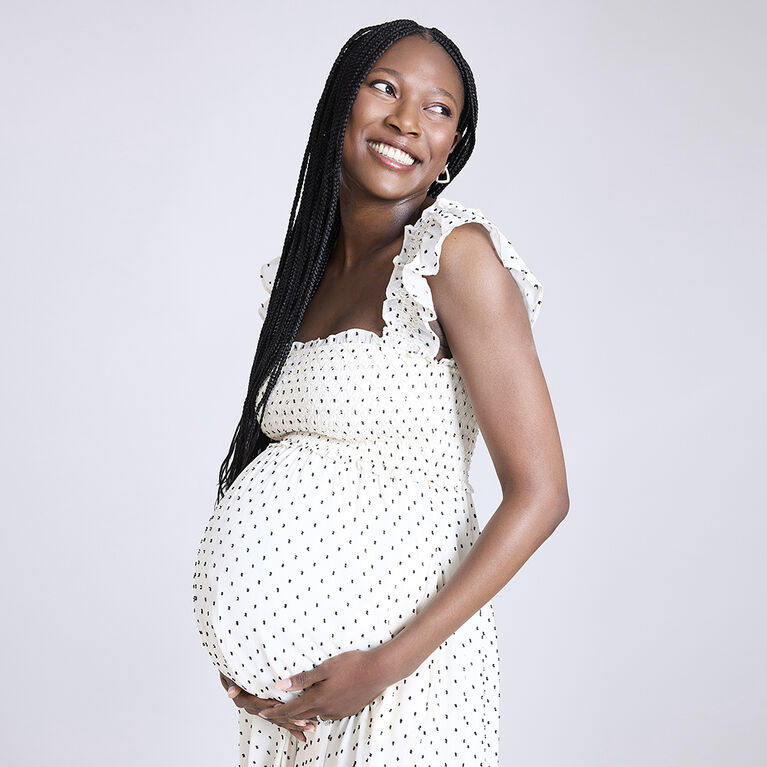 Motherhood Robe Midi Smock&eacute;e &Agrave; Manches &Agrave; Volants