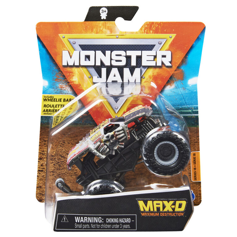 Monster Jam, Monster truck Max-D officiel, v&eacute;hicule en m&eacute;tal moul&eacute;, s&eacute;rie Wreckless Trucks, &eacute;chelle 1:64