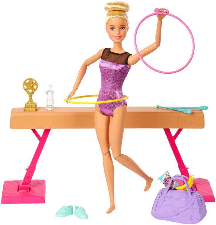 Barbie Gymnastics Playset with Doll, Balance Beam, 15+ Accessories