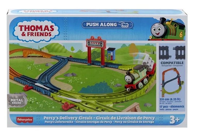 Thomas Friends Percy's Delivery Circuit Diecast Toy Train Set, Push-Along  Engine Track