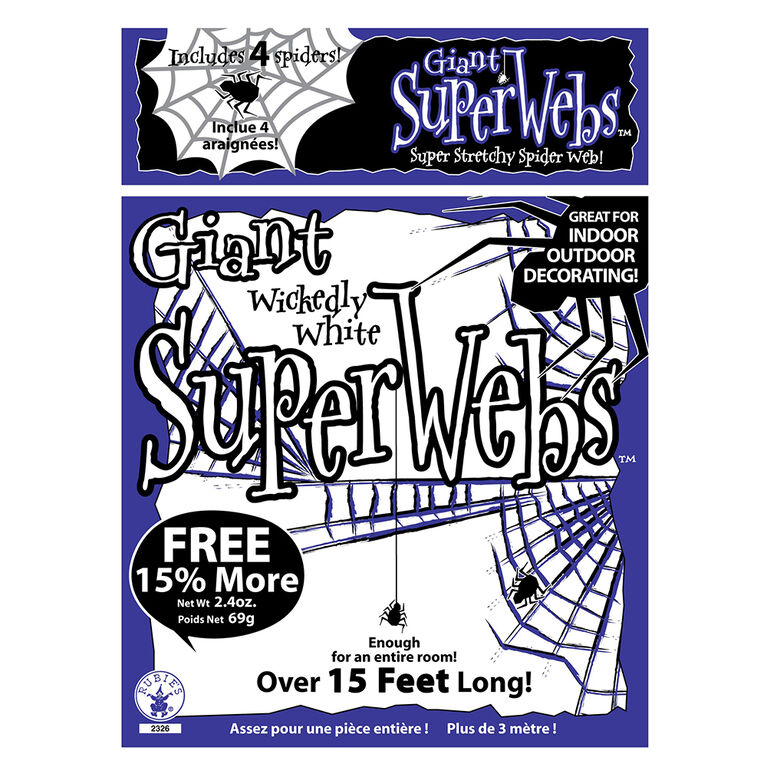 White Spider Webbing with Spiders 69 Gram Package