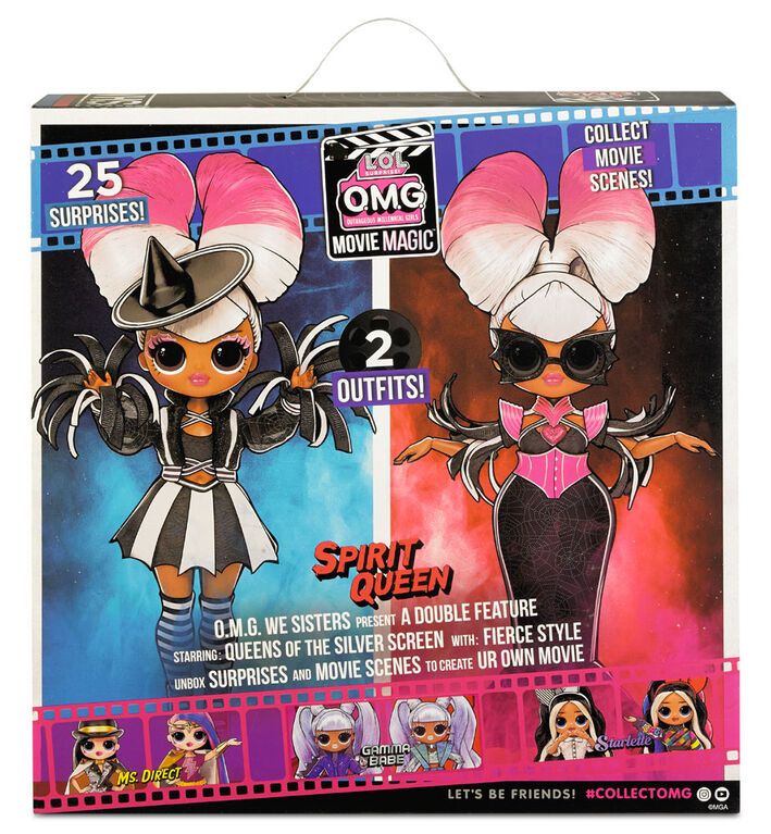 Poupée-mannequin LOL Surprise OMG Movie Magic, Spirit Queen, avec 25 surprises incluant 2 tenues tendance, lunettes 3D, accessoires de cinéma et jouet réutilisable