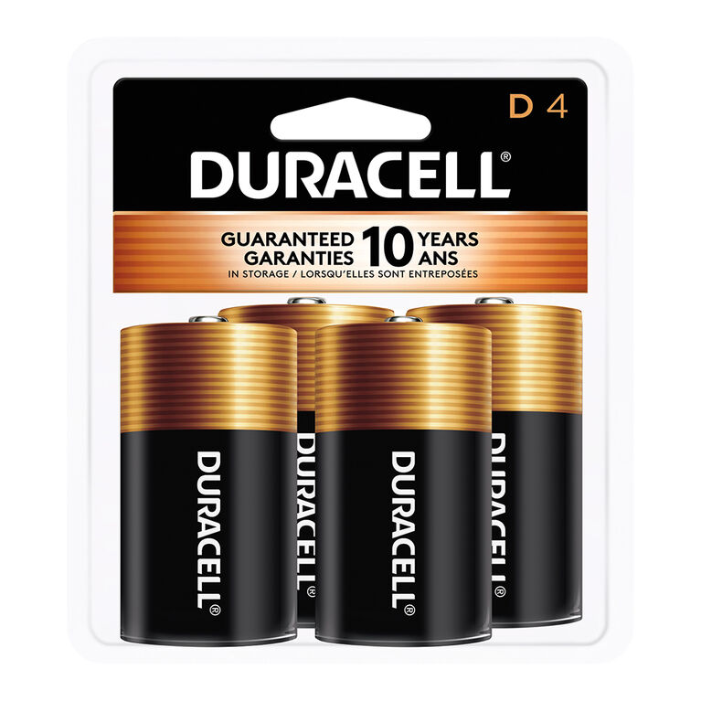 Piles Duracell coppertop Alcalines D - 4 unités