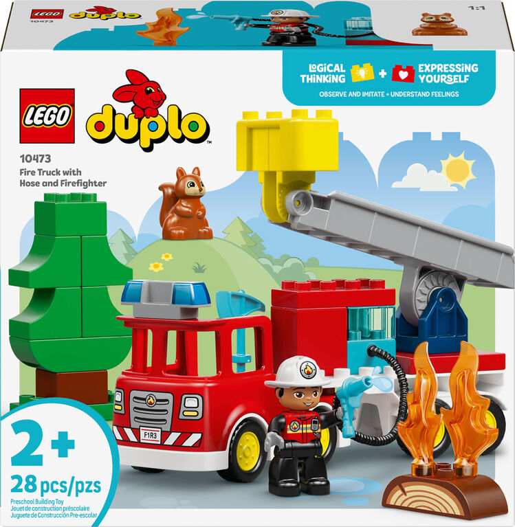 LEGO DUPLO Town Fire Truck with Hose and Firefighter Building Toy for Toddlers, Ages 2+ - 10473