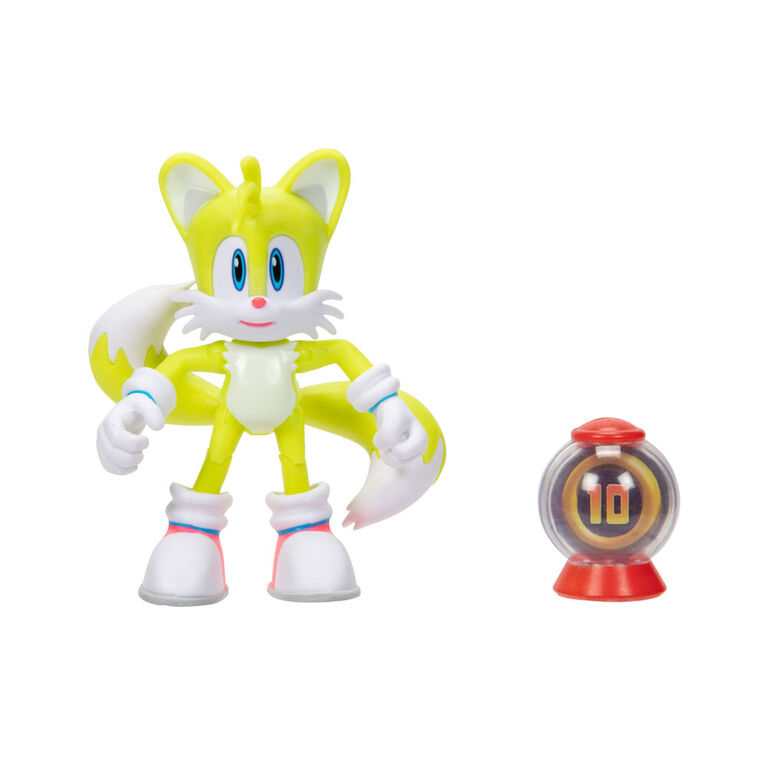 Sonic 4" Figure - Modern (NEON) Tails Super Ring Item Box Accessory