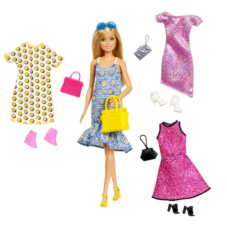 Barbie Doll and Clothing Set with 4 Complete Outfits | Toys R Us Canada