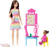 Barbie Teacher Doll with Brunette Fashion Doll, 1 Toddler Doll, & Teaching Accessories
