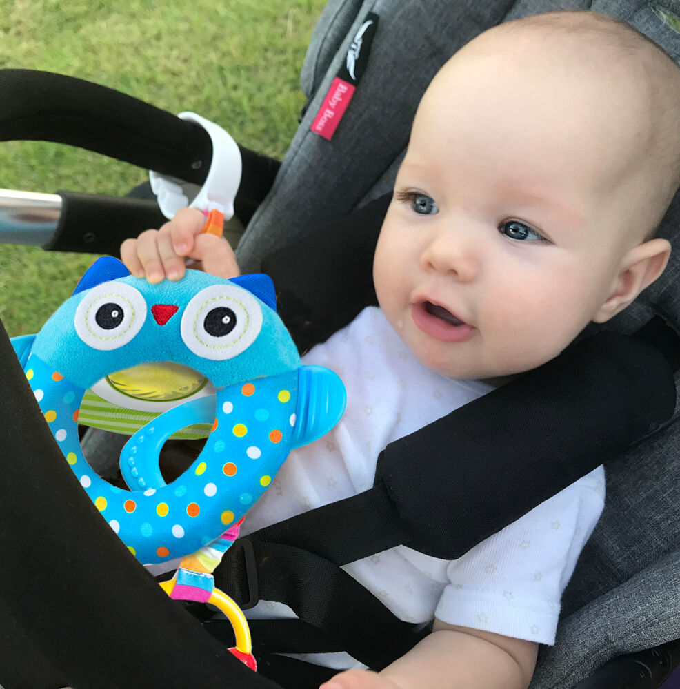 Benbat - Dazzle Friends Rattle Toy - Owl / Blue / 0-24 Months Old