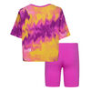 Nike Boxy Tee and Bike Shorts Set  - Fuchsia - Size 5