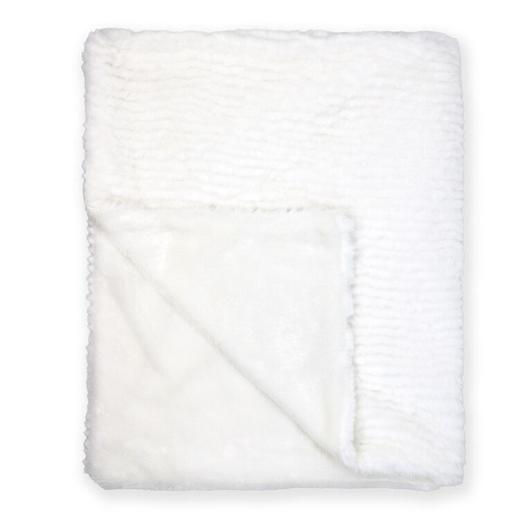 Signature Mode Bébé Couverture en peluche striée : blanc