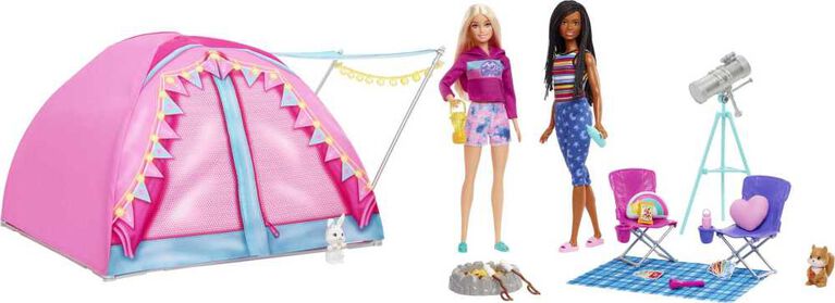 Barbie-Coffret Vive le Camping It Takes Two avec tente et 2 poupées