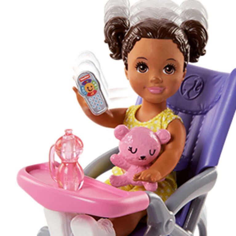 Barbie Babysitting Playset with Skipper Doll, Baby Doll, Bouncy Stroller and Themed Accessories