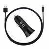 Blu Element Car Charger Dual USB 3.4A w/Lightning Cable Black