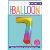 Rainbow Number 7 Shaped Foil Balloon 34"