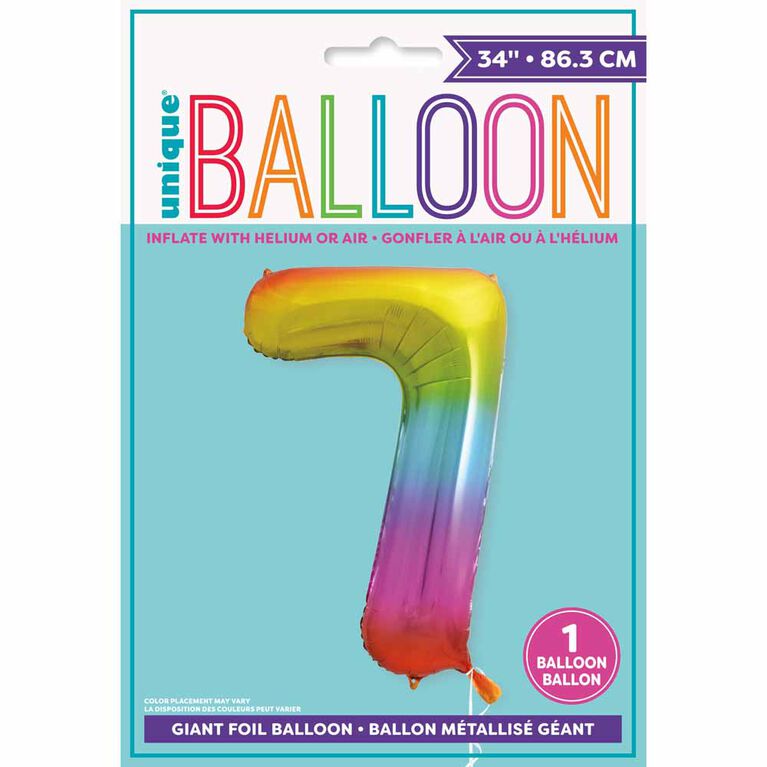 Ballon en aluminium en forme de nombre arc-en-ciel 34 " - 7