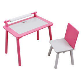 Pink/White Wood Activity Table and Chair