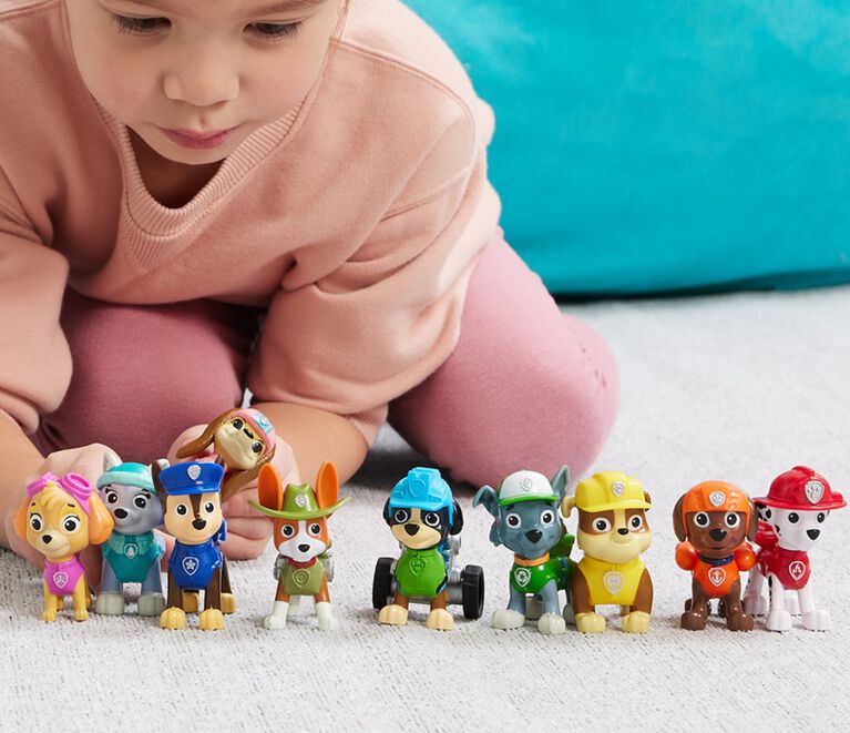 PAW Patrol, 10e anniversaire, Coffret cadeau de 10 figurines articulées de  toute la Pat'Patrouille au complet à collectionner