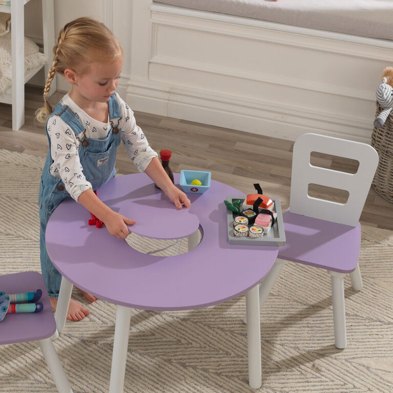 Ensemble table de rangement ronde + chaise - Lavande