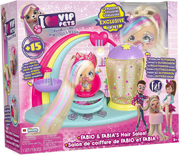 Vip Pets Ensemble de jeu de salon de coiffure Fabio et Fabia 711723 IMC Toys