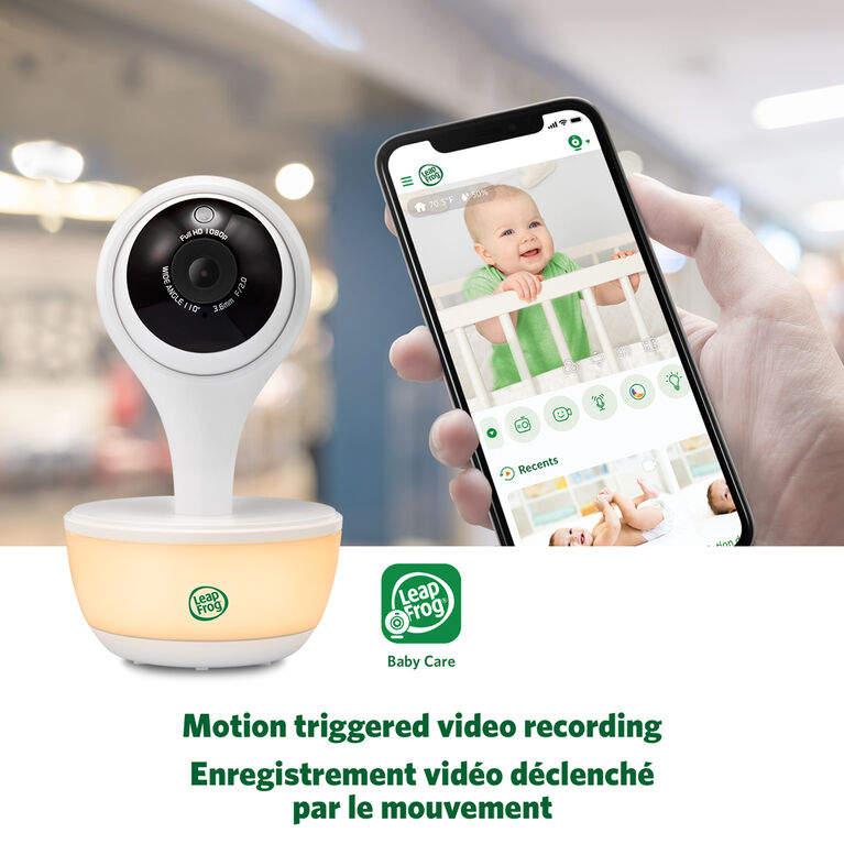 LeapFrog Moniteur de bébé Wi-Fi 1080p avec accès à distance, affichage 720p haute définition de 5 po, veilleuse, vision nocturne couleur, LF815HD (blanc) de LeapFrog