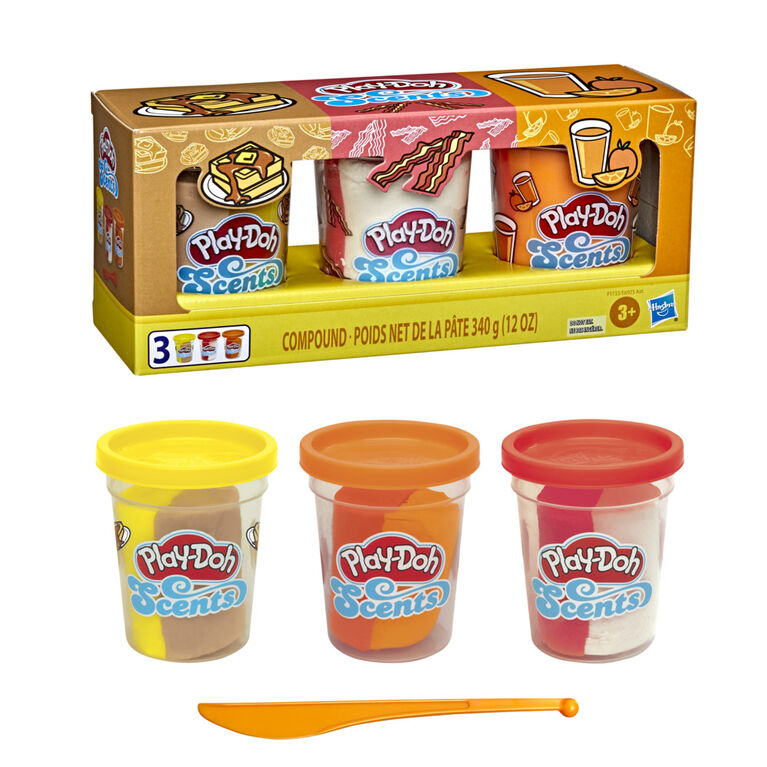 Play-Doh Scents, 3 pots de pâte à modeler atoxique, parfums de petit déjeuner, pots de 112 g