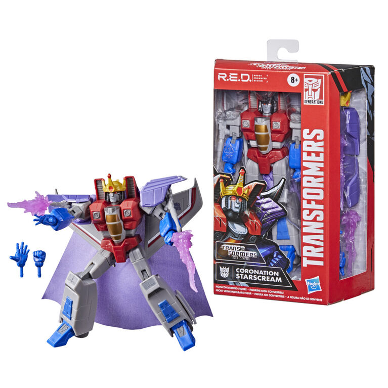 Transformers R.E.D. [Robot Enhanced Design] G1 Coronation Starscream, Non-Converting Figure, 8 and Up, 6-inch