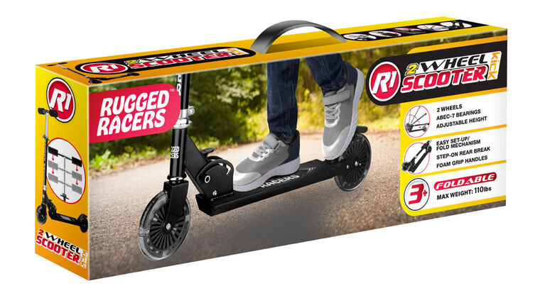 Rugged Racer  2 Wheel Kick Scooter- Black - English Edition