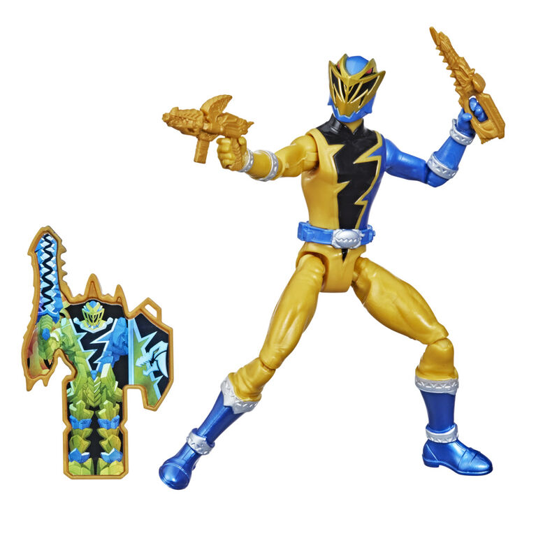 Power Rangers Dino Fury Gold Ranger 6-Inch Action Figure with Dino Fury Key and Dino-Themed Accessory