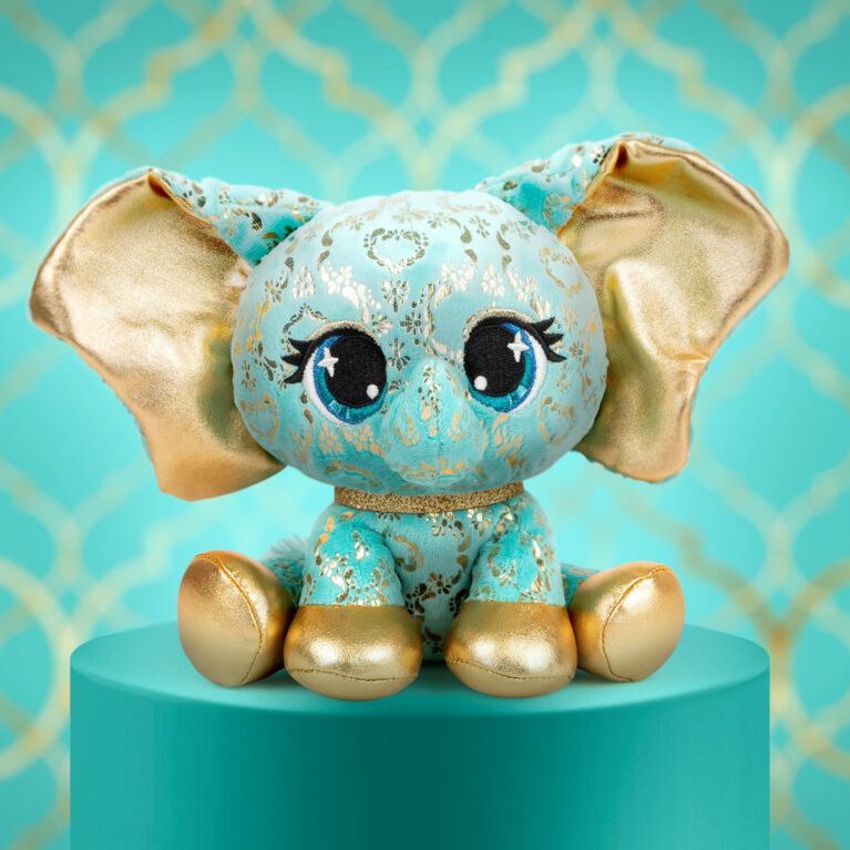 P.Lushes Designer Fashion Pets Bella L'Phante Limited Edition Elephant  Stuffed Animal, Turquoise/Gold, 6