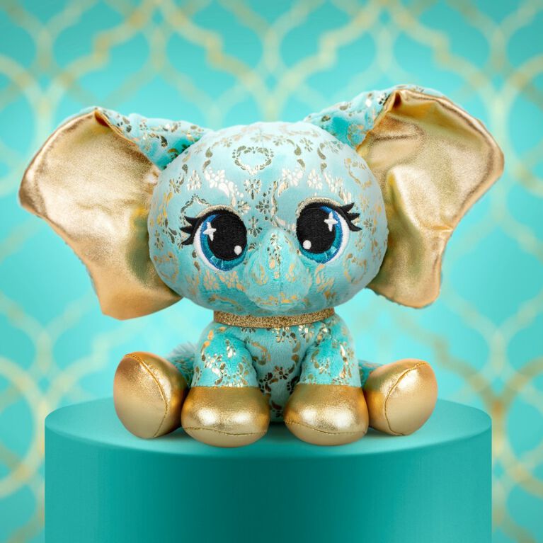 P.Lushes Designer Fashion Pets, Bella L'Phante, éléphante en peluche, édition spéciale, turquoise/or, 15,2 cm
