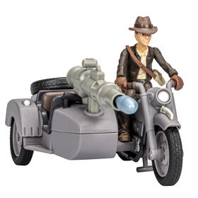 Indiana Jones Worlds of Adventure Indiana Jones with Motorcycle and Sidecar Toy, 2.5 Inch, Indiana Jones Toys