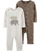 Carter's 2-Pack Jumpsuits - Brown, Newborn
