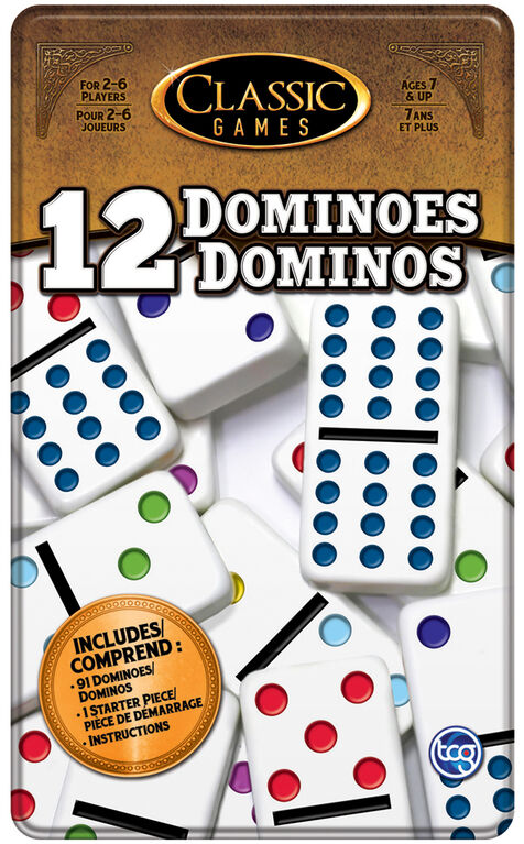 Classic Games - Double 12 Dominoes - Tin - English Edition