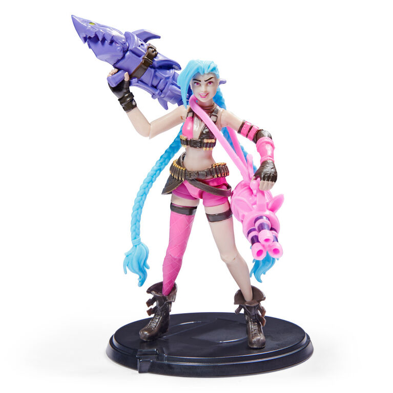 League of Legends, Official 4-Inch Jinx Collectible Figure with Premium Details and 2 Accessories, The Champion Collection, Collector Grade