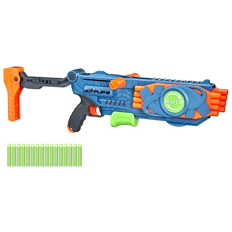 Nerf Elite 2.0, blaster Flipshots Flip-16, 2 fois 8 canons pivotants, capacité de 16 fléchettes