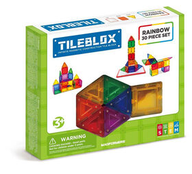 Magformers TileBlox Rainbow 30 Pieces - With Magnetic Activity Board