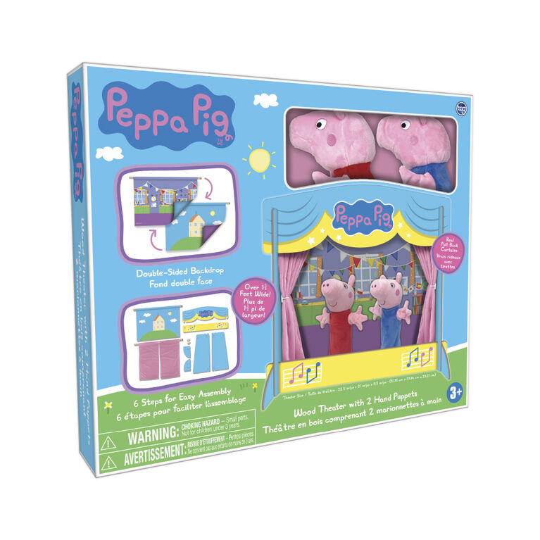 Peppa Pig - Wooden Jumbo Puppet Theatre with 2 Puppets