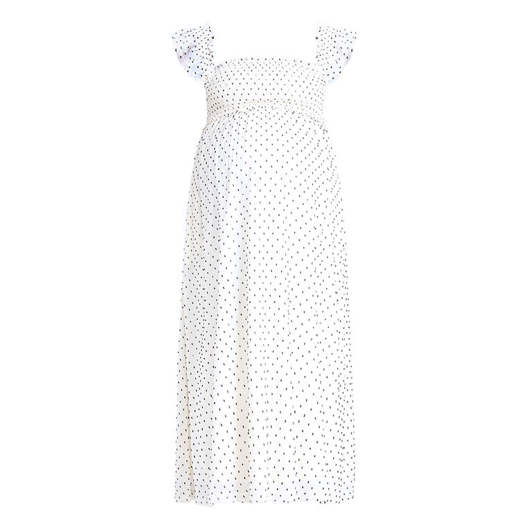 Motherhood Robe Midi Smock&eacute;e &Agrave; Manches &Agrave; Volants