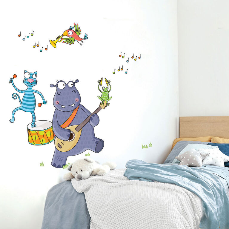 Wall Stories Stickers muraux pour enfants - Découverte de la musique - Stickers muraux interactifs pour chambre d'enfant - Grand autocollant mural avec application de jeu et d'activité gratuite