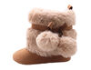 First Steps Chestnut Microsuede Pom Faux Fur Booties Size 1, 0-3 months