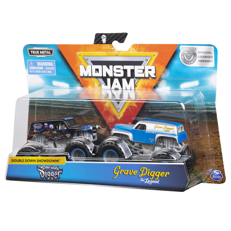 Monster Jam, Official Son-uva Digger vs. Grave Digger Die-Cast Monster Trucks, 1:64 Scale, 2 Pack