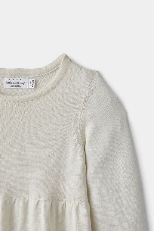 Long Sleeve Sweater Dress White 5-6Y