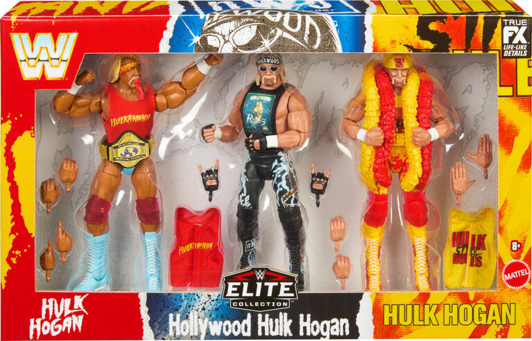 WWE - Elite - Hulkamania - Coffret de 3 figurines - Hulk Hogan 40e ann.