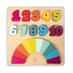 Puzzle de nombres en bois, Counting Rainbows, B. toys