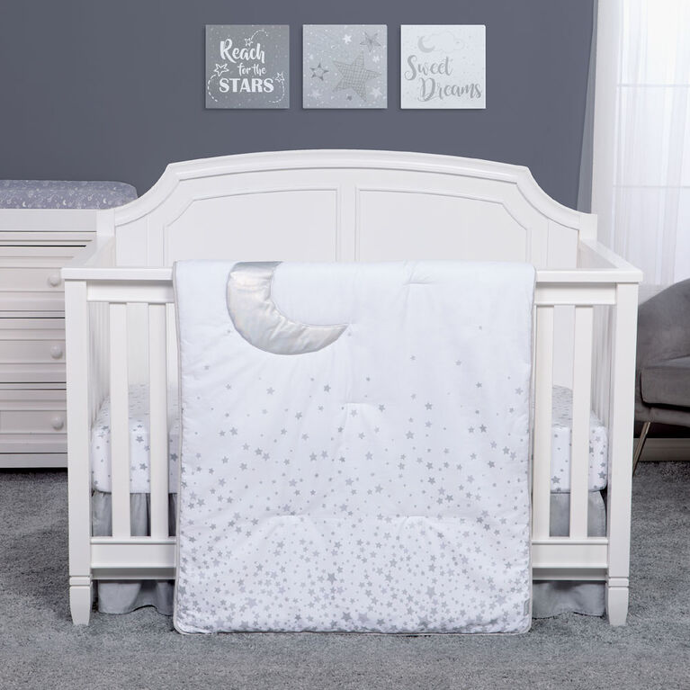 Sprinkle Stars and Moon 3 Piece Crib Bedding