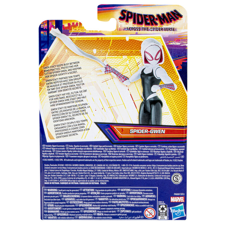 Marvel Spider-Man: Across the Spider-Verse Spider-Gwen Toy, 6-Inch-Scale Action Figure with Web Accessory, Toys for Kids Ages 4 and Up