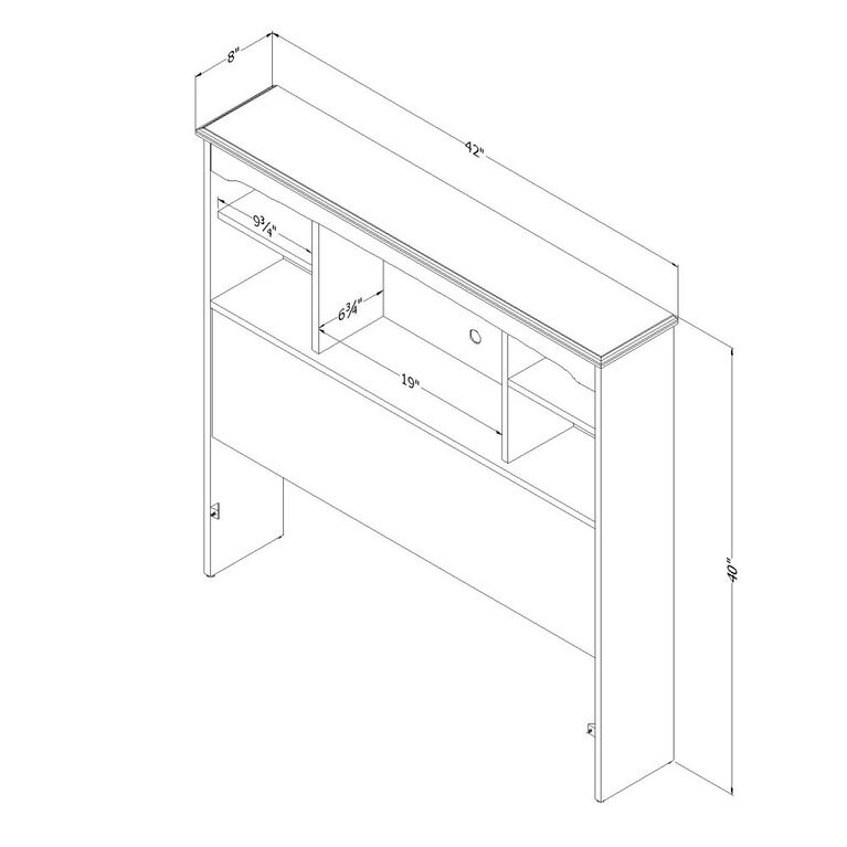 Navali Twin Bookcase Headbrd SeasidePine