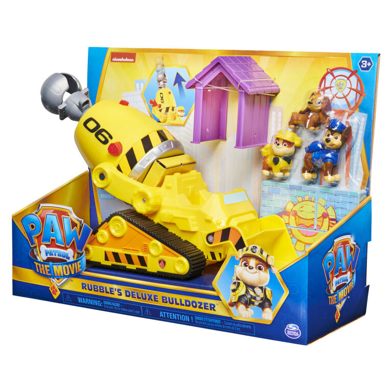 PAW Patrol, Rubble's Deluxe Bulldozer with 3 Action Figures - Exclusive | Toys R Us Canada